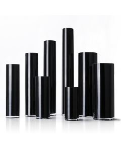 Black Glass Cylinder Vases. D-4" H-9",12",16",20", 24", 28" (Multiple Packing)