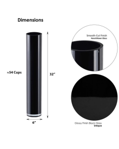 Glass Cylinder Vase H-26" x D-6" Black (Wholesale Pack of 4)