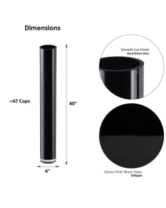 Black Glass Cylinder Vase. D-6" H-40" (Wholesale 2 PCS/Case)