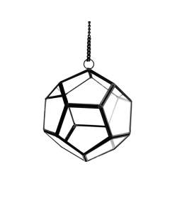 6" Hanging Hydroponic Glass Geometric Dodecahedron Terrarium Candle Holders 