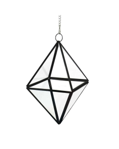 8" Hanging Hydroponic Glass Geometric Diamond Terrarium Candle Holders