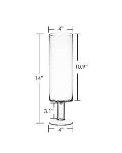 Glass Hurricane Short Stem Candle Holder H-14" x D-4" Clear (Wholesale Pack of 6)