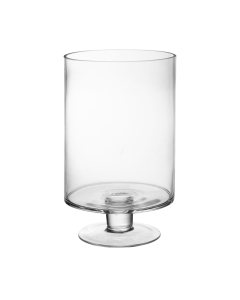 Contemporary Short Stem Glass Candle Holder H-10" x D-6" Clear (Wholesale Pack of 4)