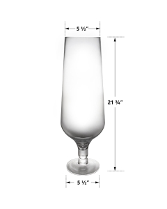 Decorative Short Stem Glass Champagne Flute Hurricane Vase H-22" x D-5.5" Clear (Wholesale Pack of 4)