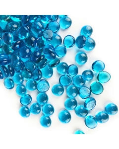 glass flat marbles vase fillers light blue