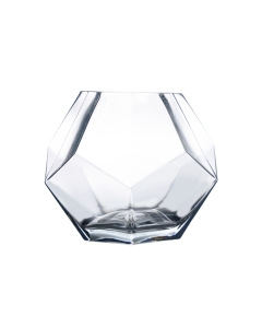 Geometric Faceted Gem Glass Terrarium Vases Bowl H-6" x W-6" Clear