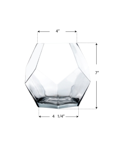 Geometric Faceted Gem Glass Terrarium Vases Bowl H-7" x W-7" Clear (Wholesale Pack of 4)