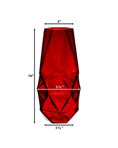 Red 10" geometric glass vases