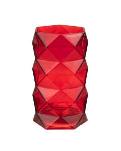 red 7" geometric prism vases