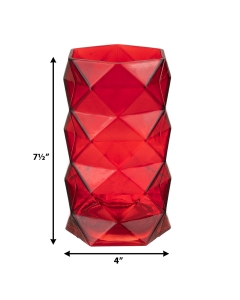 red 7" geometric prism vases