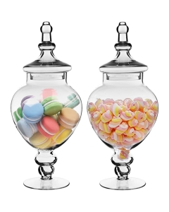 Glass Apothecary Candy Jar H-14.75" D-6.5" Clear