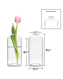Glass Dome Bullet Bud Vase. H-5.5", D-2.5" (Wholesale 72 PCS/Case)