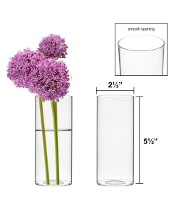 Glass Cylinder Bud Vase. H-5.5", D-2.5" (Wholesale 72 PCS/Case)