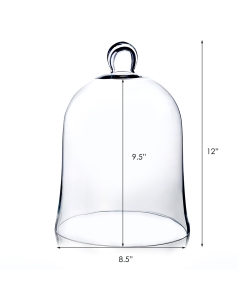 Glass Dome Cloche Bell Jar Terrarium Cover 12" x 8.5" Clear (Pack of 4)