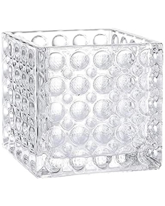Glass Cube Vase with Dimples Effect, 6" x 6" x 6" (Wholesale 12 PCS/Case)