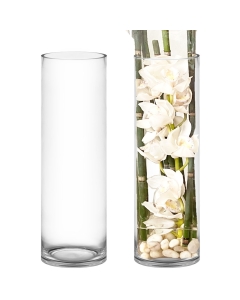 Glass Cylinder Vase H-20" x D-6" Clear (Wholesale Pack of 4)