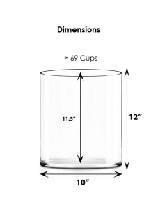Glass Cylinder Vase H-12" x D-10" Clear (Wholesale Pack of 2)