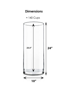 Glass Cylinder Vase H-24" x D-10" Clear (Wholesale Pack of 2)