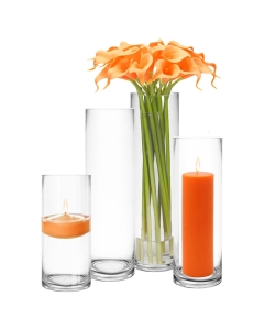 Glass Cylinder Vase H-9" x D-4" Clear (Wholesale Pack of 12)