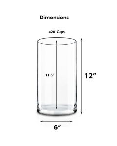 Glass Cylinder Vase H-12" D-6" Clear (Wholesale Pack of 4)