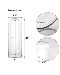 Decorative Glass Dome Cloche Plant Terrarium Bell Jars 24" x 10" (Wholesale 2pcs Per Case)