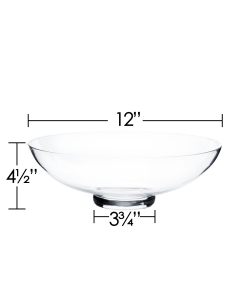 Glass Footed Bowl Kitchen Table Centerpiece Fruit Display Plate H-4.5", Open D-12" Clear (Wholesale Pack of 3)