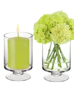 Contemporary Short Stem Glass Candle Holder H-6" x D-3.75" Clear (Wholesale Pack of 12)
