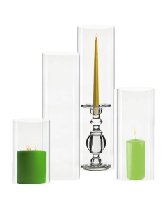 Glass Hurricane 6" D Candle Holder Chimney Tube, Multiple Heights (Pack of 4)