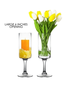 glass pillar 6 inches 16 inches height large opening candle holder