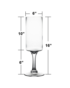 glass pillar 6 inches 16 inches height large opening candle holder
