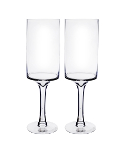 Modern Glass Footed Pillar Candle Holder H-20" x D-6" Clear (Wholesale Pack of 4)