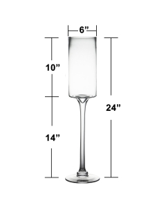 glass pillar 6 inches 24 inches height large opening candle holder