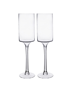 Modern Glass Footed Pillar Candle Holder H-24" x D-6" Clear (Wholesale Pack of 4)