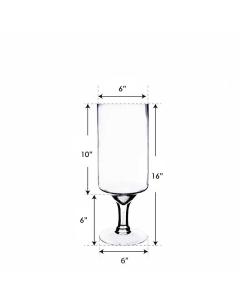 Modern Glass Footed Pillar Candle Holder H-16" x D-6" Clear (Wholesale Pack of 6)