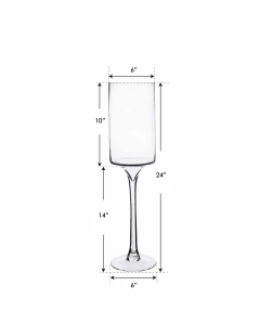 Modern Glass Footed Pillar Candle Holder H-24" x D-6" Clear (Wholesale Pack of 4)