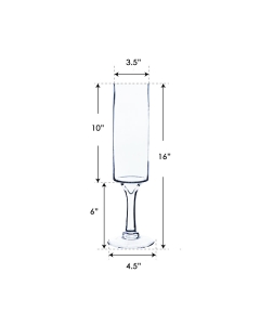 Glass Long Stem Contemporary Pillar Candle Holder H-16" x D-3.5" Clear (Wholesale Pack of 6)