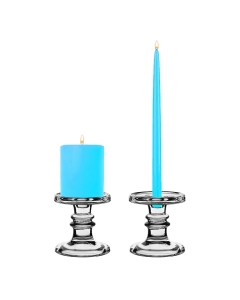 Classic Glass Candlestick, Pillar & Taper Candle Holder, H-4.50", Pack of 12