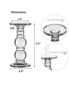 Bubble Glass Candlesticks, Pillar & Taper Candle Holders. H-7.25", Pack of 12