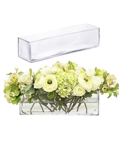 Glass Rectangular Vase Centerpiece Decorative Planter 4" x 16" x 4" Clear (Wholesale Pack of 4)