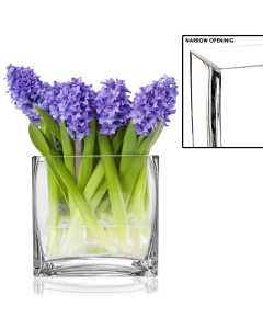 Glass Rectangular Vase Centerpiece Decorative Planter 8" x 8" x 2.4" Clear