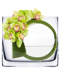 Glass Rectangle Round Edge Oval Vase, L-6" x W-1.75" x H-7" (Wholesale 6 PCS/Case)