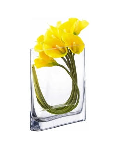 Glass Round Edge Rectangular Vase 12" x 7" x 1.75" Clear (Wholesale Pack of 6)