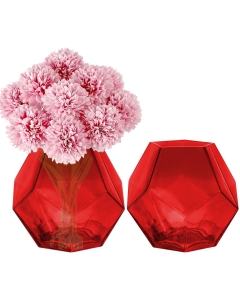 red 6" geometric glass vases