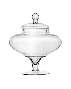 Glass Apothecary Jar Candy Buffet Container H-13" D-5" Clear (Wholesale - Pack of 2)