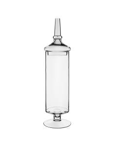 Glass Apothecary Jar Cylinder Stem Vase H-22" x D-5" Clear