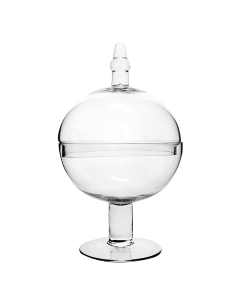 Round Stem Glass Apothecary Candy Jar H-16" D-9" Clear