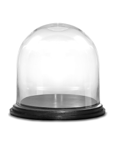 Glass Dome Cloche Decorative Plant Terrarium Bell Jars with Black Wood Base H-11" x W-10" (Wholesale Pack of 2)