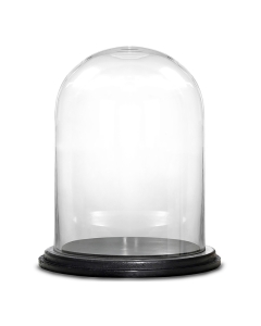 Glass Dome Cloche Decorative Plant Terrarium Bell Jars with Wood Base H-16" x W-13"