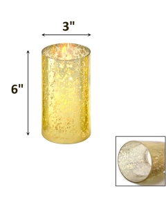 mercury gold flecked Glass Hurricane Candle Lamp Shade Chimney Tube 6" x 3"