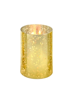 mercury gold-flecked Glass Hurricane Candle Lamp Shade Chimney Tube 6" x 4"